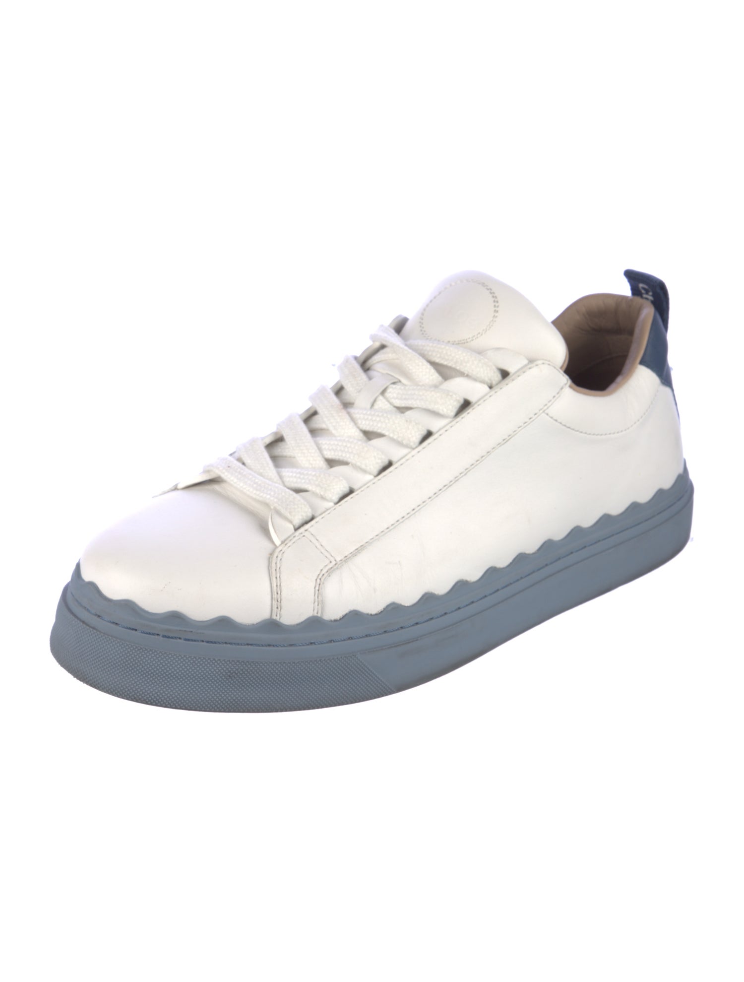 Chloé Leather Scalloped Accent Sneakers